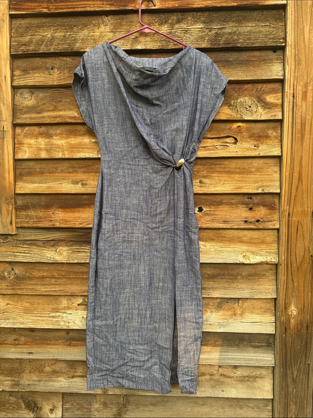 Vintage Zara dress zips up side linen blend